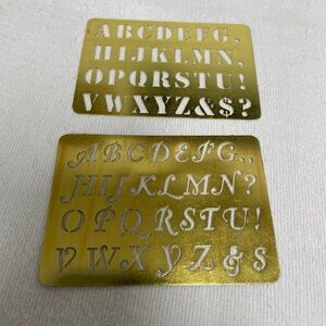 Vtg American Traditional Stencils Solid Brass Calligraphy Alphabet Letters
